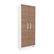 MUEBLE ORGANIZADOR MOSCONI 150 CM COLUMNA CON ESTANTES 10208 COLOR BLANCO FRENTE CARVALHO MEZZO
