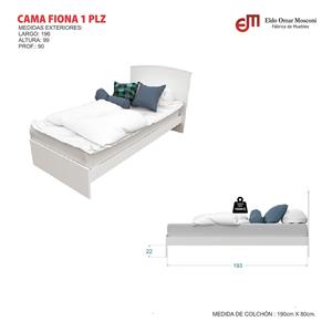 CAMA 1 PLAZA MOSCONI FIONA CHOCOLATE 85X196X93 CM 56072 COLOR CHOCOLATE
