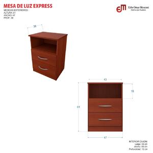 MESA DE LUZ BLANCA 2 CAJONES 1 ESTANTE MOSCONI EXPRESS 55958 COLOR BLANCO

