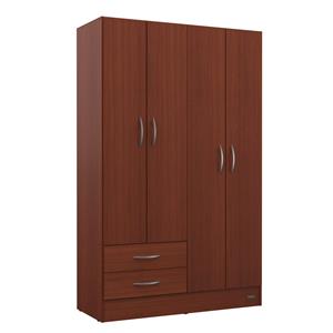 ROPERO PLACARD 4 PUERTAS MOSCONI EXPRESS 2 CAJONES 55983 COLOR CAOBA