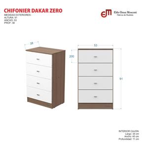 CHIFONIER MOSCONI 4 CAJONES DAKAR ZERO CAJONERO MELAMINA 56864 COLOR VENEZIA
