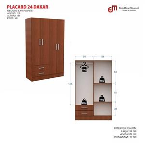 PLACARD ROPERO 4 PUERTAS MELAMINA DAKAR MOSCONI 56814 COLOR CARV. MEZZO/BLANCO