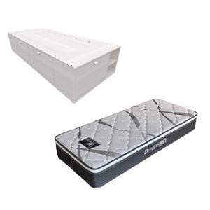 COLCHON EN CAJA + BOX DE MADERA MOSCONI 1 PLAZA 57093 COLCHON DREAM ON CON BOX BENETHON COLOR TISSA