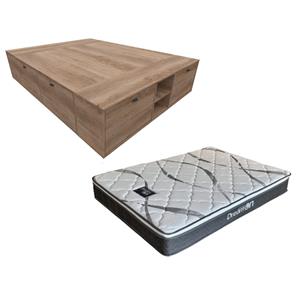 COLCHON EN CAJA + BOX DE MADERA MOSCONI 2 PLAZAS 57095 COLCHON DREAM ON CON BOX BENETHON COLOR GREI
