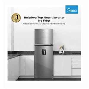 HELADERA MIDEA MDRT645MTE46ADW DISPENSER 470 LTS 188 X 70 CM TOP MOUNT ACERO INOX