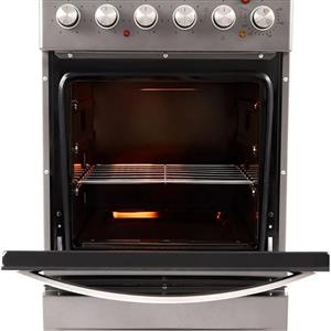 COCINA ELECTRICA KANJI BLACK KJH-EKX001V 50 CM 4 ANAFES HORNO 1500 WTS LUZ TAPA VIDRIO ACERO INOX