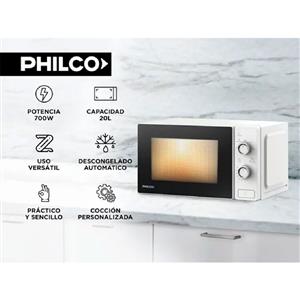 MICROONDAS ROTATIVO PHILCO MPHRW-20UAN 20 LITROS BLANCO PANEL MANUAL
