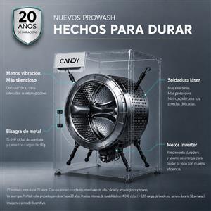 LAVARROPAS AUTOMÁTICO CARGA FRONTAL CANDY GD4988-12 INVERTER 9 KG 1400 RPM DIGITAL BLANCO