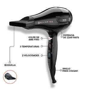 SECADOR DE CABELLO BELLISSIMA 3356 S-9 2200 WTS PERFORMANCE NEGRO